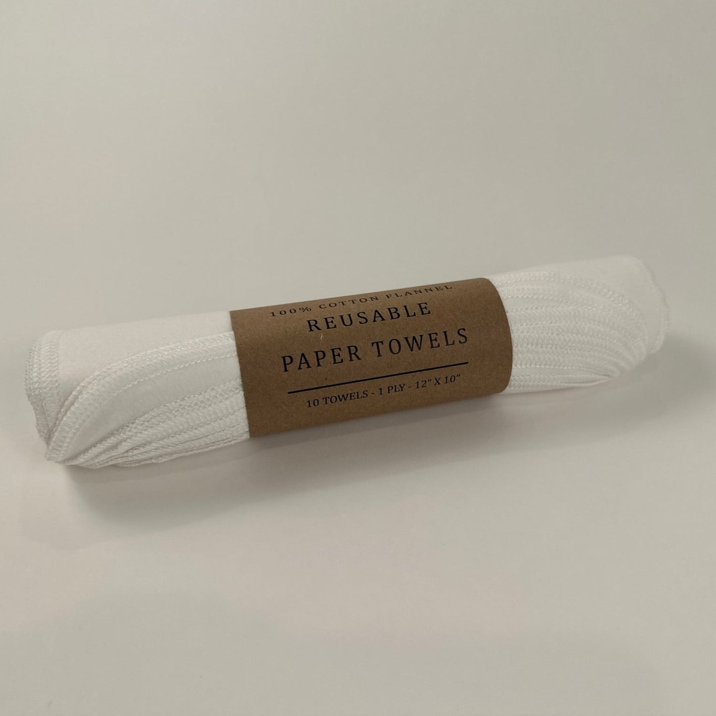 Reusable Paper Towels | 100% White Cotton Flannel | 10 Pack | 1 ply