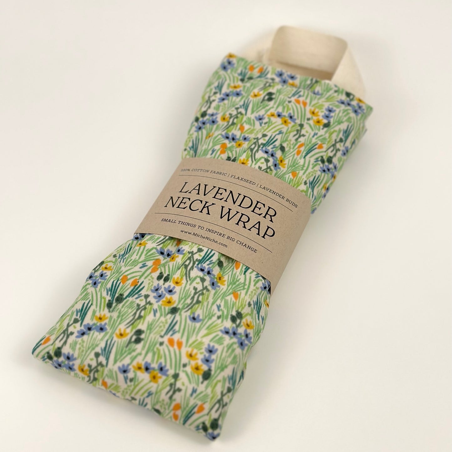 Miche Niche Lavender Neck Wrap in Rifle Paper Co's Iris in Cream pattern