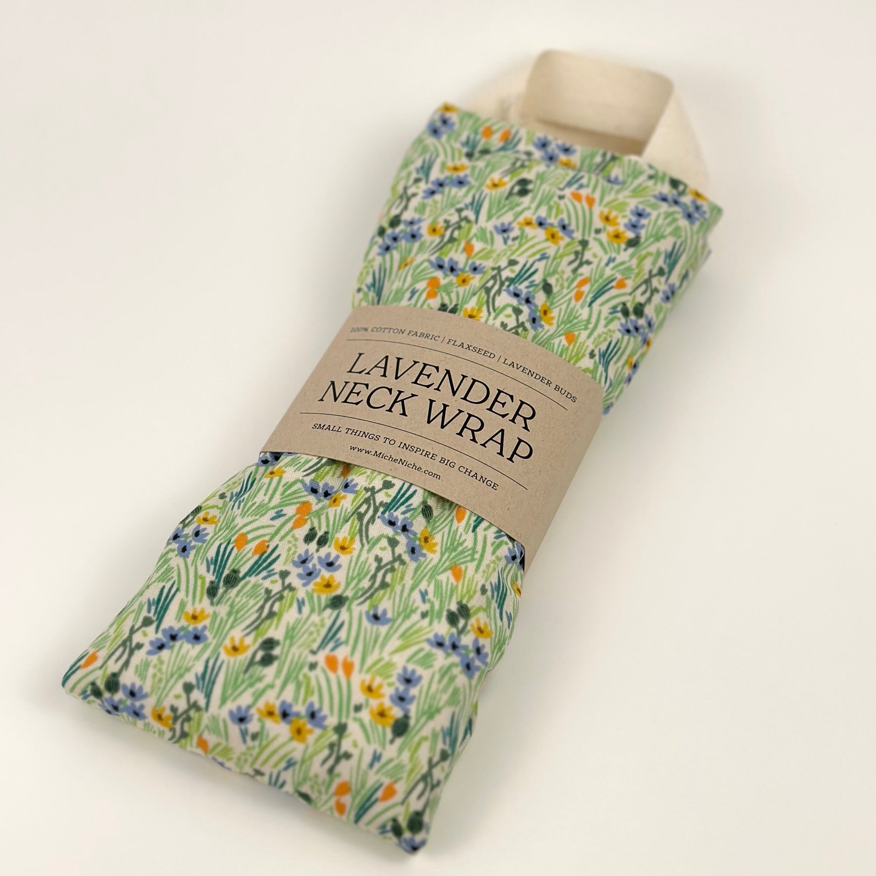 Miche Niche Lavender Neck Wrap in Rifle Paper Co's Iris in Cream pattern